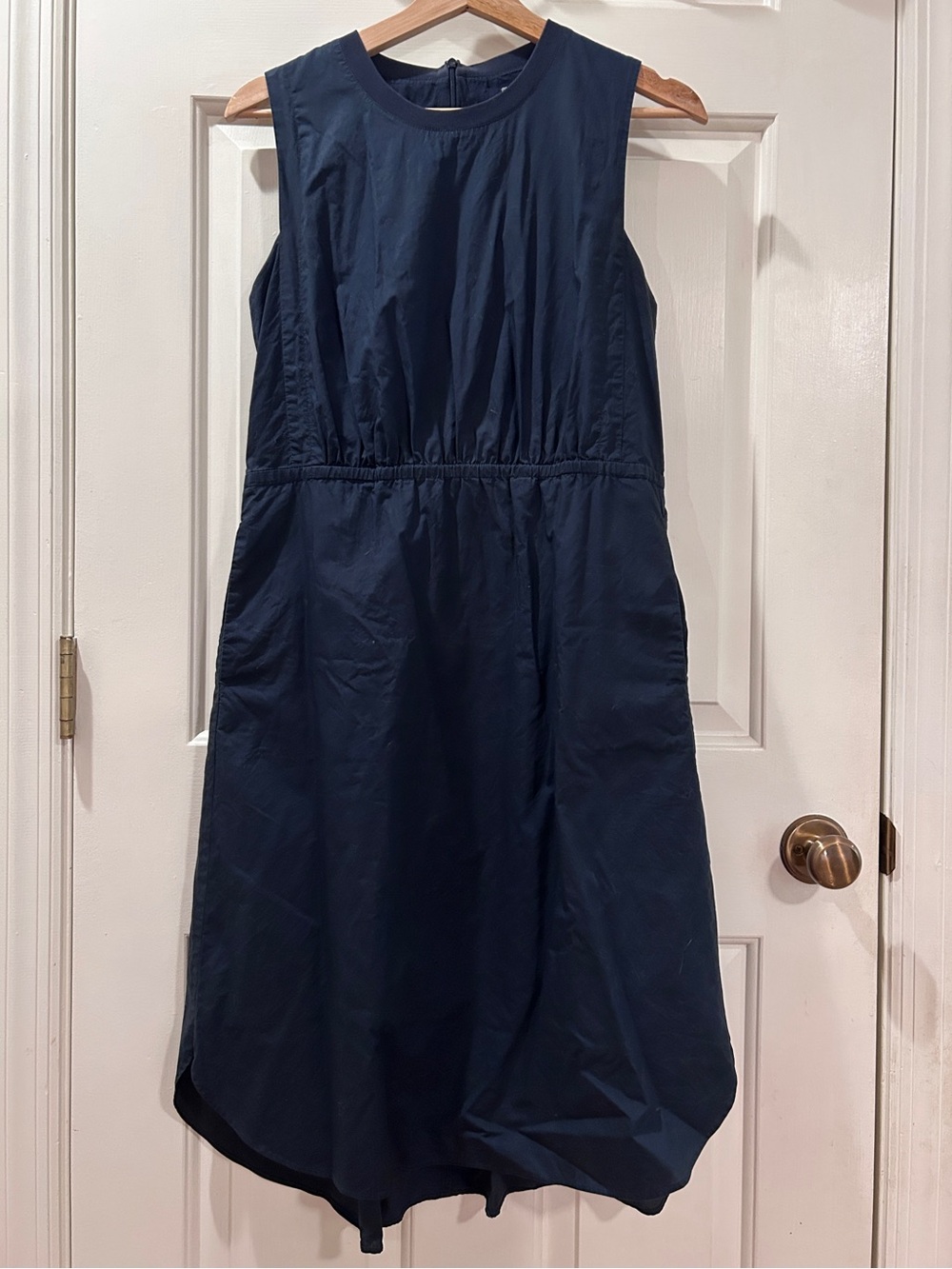 Madewell Sleeveless Cotton Navy Midi Dress